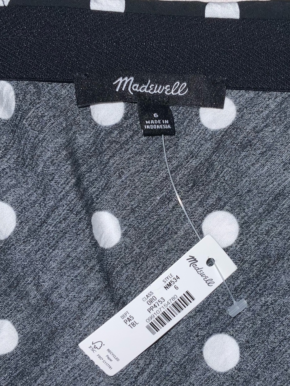 Madewell The Layton Midi Slip Skirt True Black Polka Dot NWT Size 6 - Picture 6 of 10